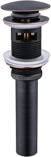 Bathroom Sink Drain with Overflow - Big Cap for Standard 1 3/4" Drain Opening - Pop Up Drain,Oil Rubbed Bronze - color: Oil Rubbed Bronze, size: With Overflow