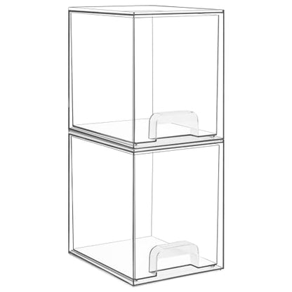 Vtopmart Clear Stackable Storage Drawers, 2 Pack Tall Plastic Organizers - style: 2pack High