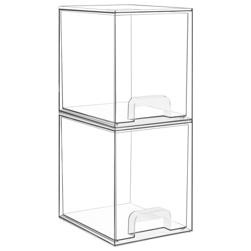 Vtopmart Clear Stackable Storage Drawers, 2 Pack Tall Plastic Organizers - style: 2pack High