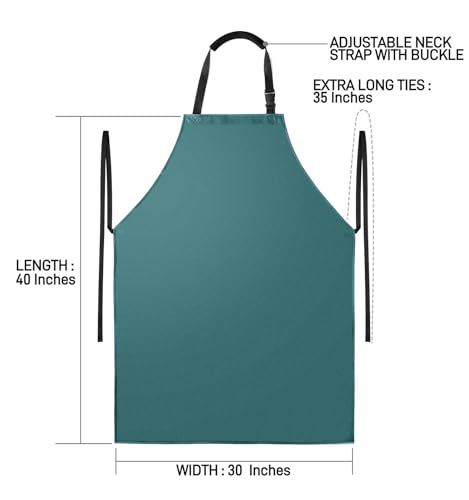 Waterproof Apron with Comfortable Adjustable Bib Rubber Vinyl Dishwasher Heavy Duty Apron for Men Women Dishwashing - color: Dark Green