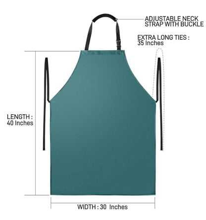 Waterproof Apron with Comfortable Adjustable Bib Rubber Vinyl Dishwasher Heavy Duty Apron for Men Women Dishwashing - color: Dark Green