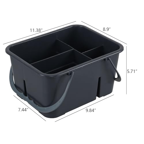 4 Compartment Plastic Utility Tote Caddy, Grey
