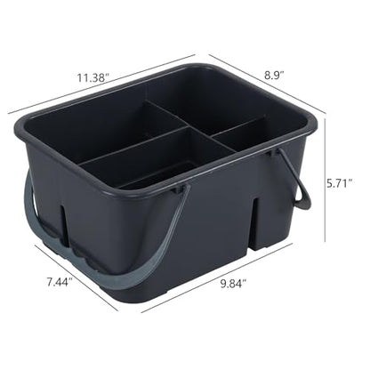 4 Compartment Plastic Utility Tote Caddy, Grey