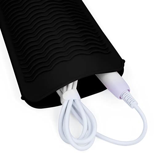 Silicone Heat Resistant Mat Pouch for Hair Straightener,Curling Iron, Black - color: Black, size: 2 Pack