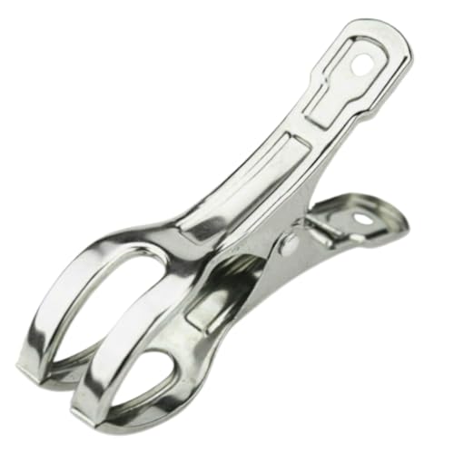 Stainless Steel Windproof Laundry Clips – Heavy-Duty Clothes Pins Rust-Resistant Twin-Prong Towel & Bath Towel Clips (12, 4.3") - size: 4.3"