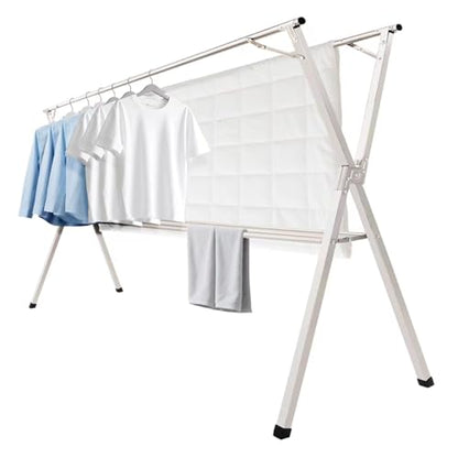 95 inches Foldable Clothes Drying Rack, Stainless Steel Indoor Outdoor Use - size: 95