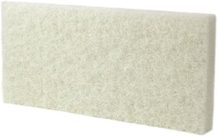 Commercial Light Duty White Scrub Pad - 4.6" x 10" Non-Abrasive Cleaning Pad for Delicate Surfaces, Kitchen, Bathroom, Glass & More - Bulk 5 Pack