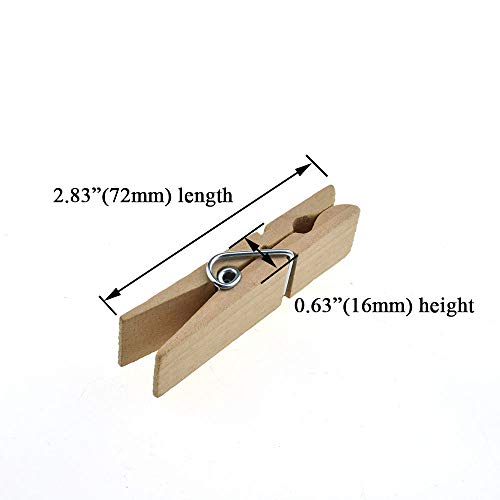 HAHIYO Wooden Clothes Pins Clothespins Extra Wide Do NOT Fall Apart 2.83 inches Length 11 Pack Sturdy Strong Springs No Rust No Discoloration for Laundry Craft Food Opened Bags - size: Natural Wood 2.83 inches 11 Pack