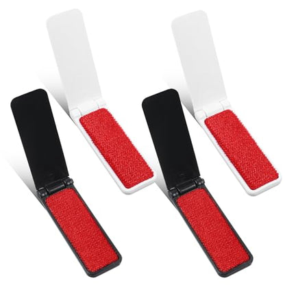 4 Pcs Mini Lint Brush, Portable Foldable Lint Brushes for Clothes, Travel Size Foldable Lintbrush Reusable Mini Compact Lintbrushes Cleaning Brushes Pet Hair Remover, Cleaning Fluff Removal Tool