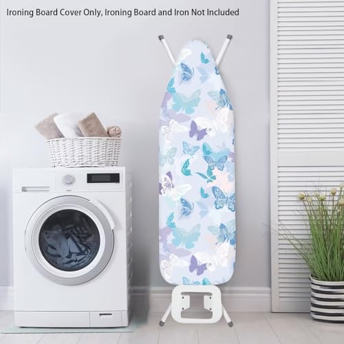 Blue Butterfly Iron Board Cover with Padding Stantard Size 15x54 inch Ironing Board Cover Pressing Cloth for Ironing - color: Blue Butterfly