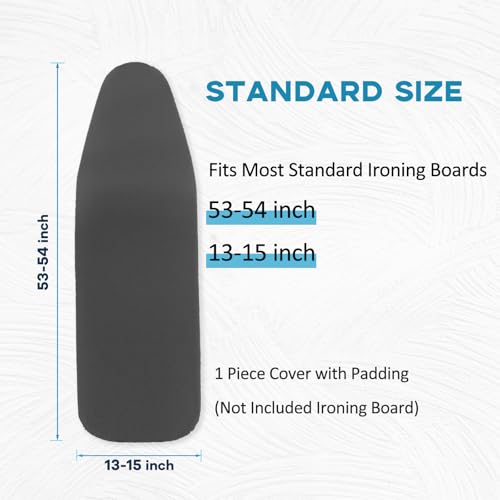 Iron Board Cover with Padding, RAINHOL Black Standard Size 15"x54" - color: Black, size: 54"L x 15"W