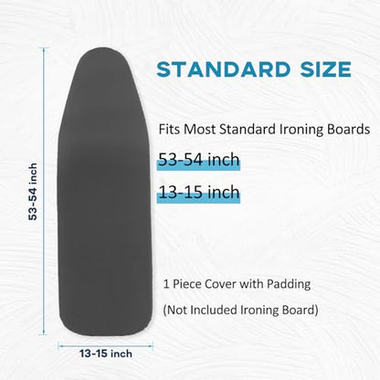 Iron Board Cover with Padding, RAINHOL Black Standard Size 15"x54" - color: Black, size: 54"L x 15"W