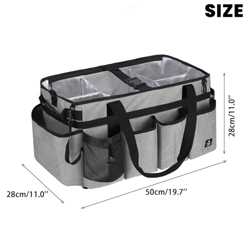 Extra large Cleaning Caddy Bag Built-in hard plastic Aluminum foil lining - color: Grey