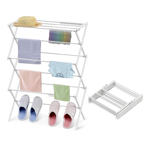 3-Tier Clothes Drying Rack Drying Rack Clothing Pure White-1pack - color: Pure White