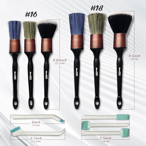 11PCS Car Detailing Brush Set, Boars Hair & Ultra Soft Kit, Rose Gold - color: Rose Gold 11pcs Detailing Brush Set