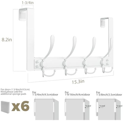 Heavy Duty Over The Door Towel Rack for Bathroom, White Door Towel Hanger - color: White