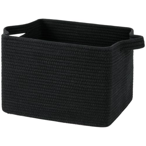 OIAHOMY Woven Storage Basket, Small Baskets for Organizing Black - color: Black, size: 13.5"x11"x9.5"
