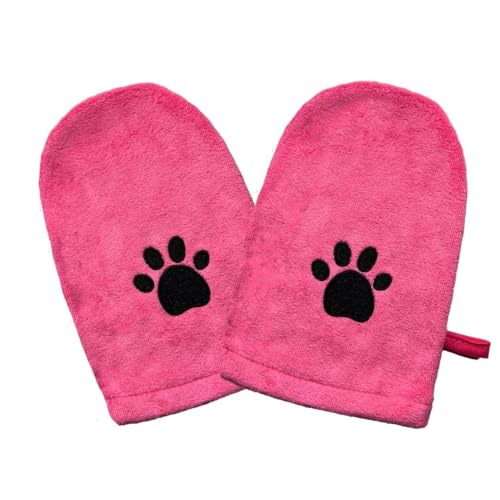 Penny & Niko Microfiber Pet Towel Mitts - Paw Cleaning and Drying Mitts/Gloves for Dogs and Cats (Pink, Standard - 2 Pack) - color: Pink, size: Standard - 2 pack