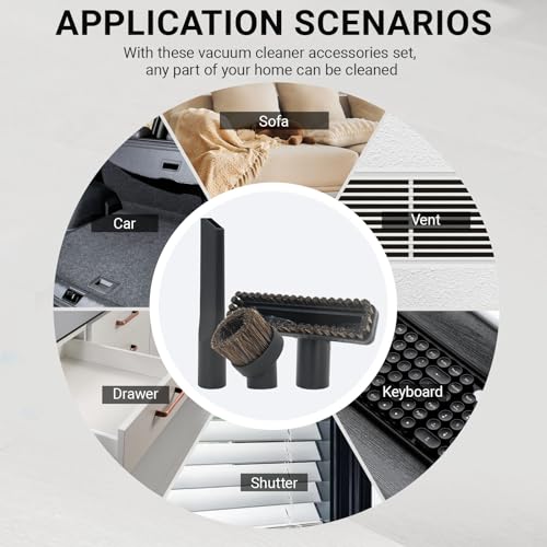 EZ SPARES 1 1/4 inch Universal Vacuum Attachments Accessories 32mm&35mm Vacuum Cleaner Accessories Horsehair Brush Crevices Tool Kit