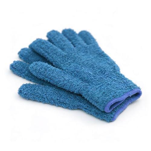 1 Pair Microfiber Plant Dusting Gloves Leaf Cleaning Gloves for Indoor Plants, Blinds, Furniture, House - color: Blue