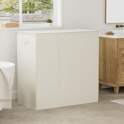 WOWLIVE 180L Laundry Hamper 3 Section, Large Laundry Basket with Lid - color: Beige, size: 180l (31.5"L x 12.5"W x 28"H)