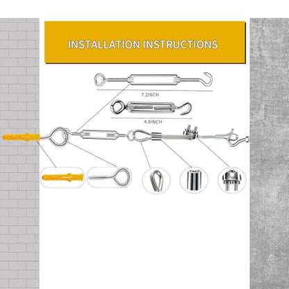 165FT 1/8" Stainless Steel Wire Rope Kit with Turnbuckles