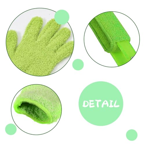 Leaf Cleaning Tongs with 2 Removable Sleeves and 1 Dusting Glove, Washable Reusable Microfiber Sleeves and Gloves Plants Cleaning Set for House Plants, Window Blind (Green)