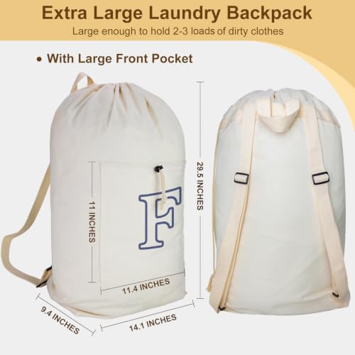 Laundry Bag Backpack Personalized Initial Canvas Laundry Bag, Letter F - color: Letter F, size: X-Large