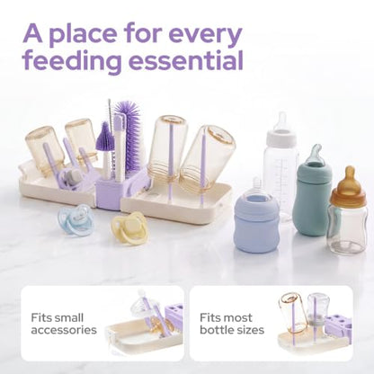 lalalark 7-in-1 Portable Baby Bottle Brush Kit, Silicone Cleaner, Purple - color: Purple