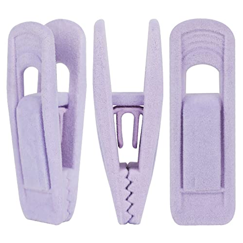 Tinfol Velvet Hanger Clips, 24 Pack Pants Hangers Velvet Clips, Strong Finger Flocked Clips Perfect for Use with Thin Velvet Hangers, Light Purple - color: Light Purple, size: 24PC