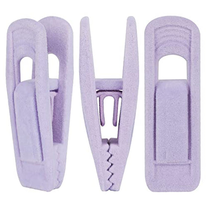 Tinfol Velvet Hanger Clips, 50Pcs Light Purple Strong Finger Flocked Clips, Large Opening Clip, Pants Velvet Clip for Thin Clothes Hangers - color: Light Purple, size: 50PC