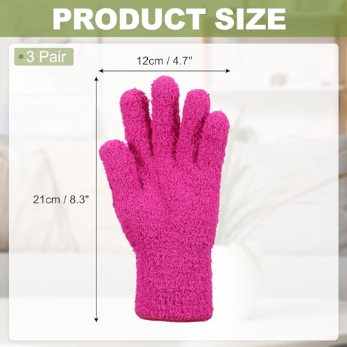 uxcell Microfiber Gloves, Reusable Washable Plant Dusting Gloves Cleaning Mittens for Auto Plants Household Kitchen - color: Rose Red