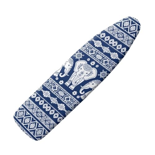 15x54 Inch Ironing Board Cover Aztec Elephant Print Decorative Covers for Ironing Board Standard Size Home Decorations - color: Blue and White - Aztec Elephant