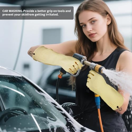 Rubber Gloves for Cleaning – 3 Pairs Reusable Gloves for Dishwashing, Kitchen and Household Tasks, 15-Inch Long (With Hook, XL(Fits Large Hands)) - size: XL(Fits Large Hands), style: With Hook