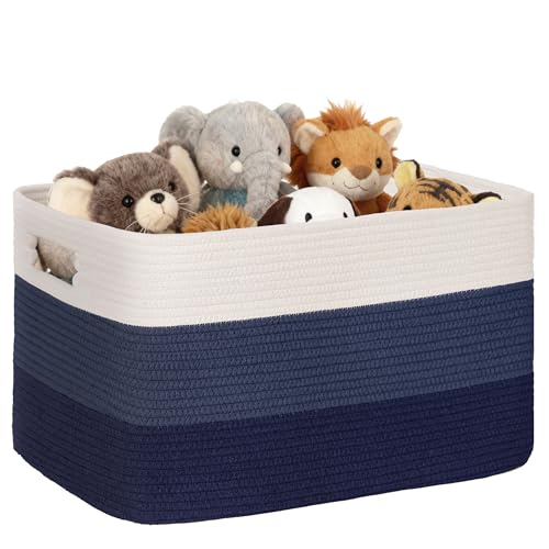 86L Large Woven Laundry Basket Hamper with Handles, Gradient Blue - color: Gradient Blue, size: 86L
