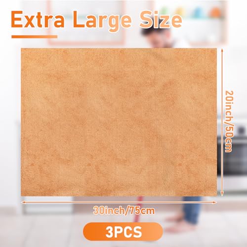 Newwiee 3 Pcs Extra Large Microfiber Cleaning Cloth - color: Light Green, Blue, Orange