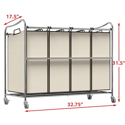Simple Houseware 4-Bag Heavy Duty Rolling Laundry Sorter Cart, Chrome - color: Chrome