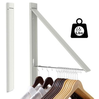 Foldable Wall Mount Drying Rack, 65lb, Space Saving White - color: White