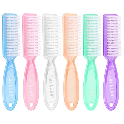 HOFASON 6 Pack Nail Brush for Cleaning Fingernails, Nail Brush Handle Grip Brush for Nail and Toenail Foot, Nail Dust Brush Manicure Pedicure Tools Scrubbing Brush Women Men Home Salon (Clear) - color: Clear