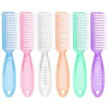 HOFASON 6 Pack Nail Brush for Cleaning Fingernails, Nail Brush Handle Grip Brush for Nail and Toenail Foot, Nail Dust Brush Manicure Pedicure Tools Scrubbing Brush Women Men Home Salon (Clear) - color: Clear