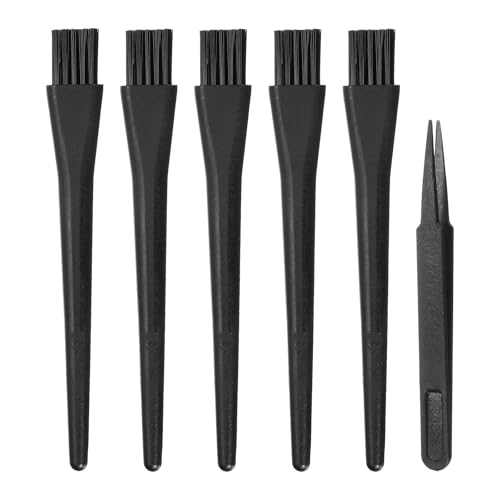 PATIKIL ESD Brush, 5Pcs Electronic Cleaning Brush Set with Tweezers Anti Static Cleaning Tools Plastic Pen-Shaped Nylon for PCB Computer Keyboard Camera 3D Printers, 18x18mm Bristles - size: 18 x 18 mm / 0.71 x 0.71 Inch