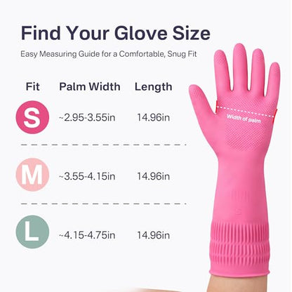 Rubber Dishwashing Gloves, 3 Pairs, Long Cuff Cleaning Gloves - color: Red (3 Pairs), size: Medium