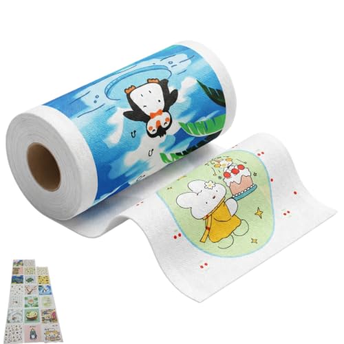 Printed Kitchen Cleaning Cloth Roll, Thick Absorbent Hand-Tear Lazy Cloth - color: Animal