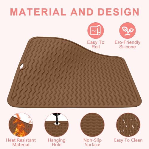 Oversize Silicone Heat Resistant Mat for Hair Tools - color: Brown