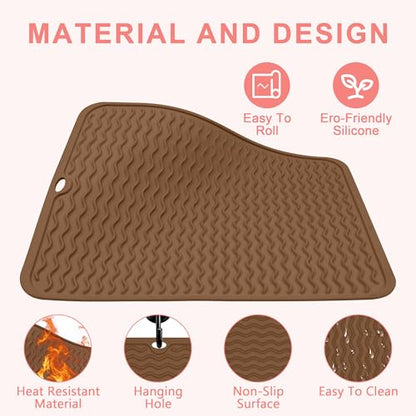 Oversize Silicone Heat Resistant Mat for Hair Tools - color: Brown