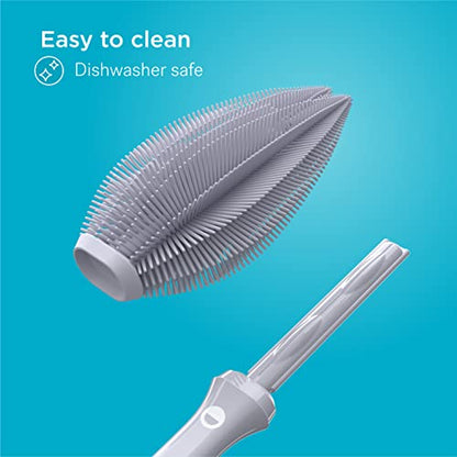 Smilo Silicone Baby Bottle Brush - Soft Touch Baby Bottle Cleaner with Flexible Twin Tip to get Cups, Glasses and Baby Bottles Extra Clean - Food-Grade Silicone, Dishwasher Safe & BPA-Free - Gray - color: Gray