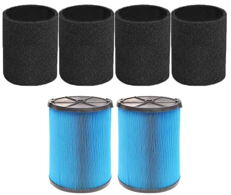 2pcs 3-Layer VF5000 Replacement Filter for Ridgid Shop Vac 5-20 Gallon Wet Dry Vacuums, Fits RV2400A WD06700 WD0671EX0 WD0970 WD09700 WD1270 WD1450 WD1680 WD1851 (2xVf5000 Filter & 4xFoam Sleeves) - size: 4 Pack Foam Sleeve 2 Pack Filter