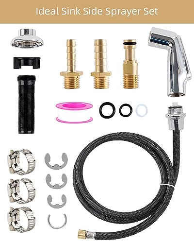Universal Fit Sink Spray Attachment with Hose Set, Braided Hose, Chrome - color: Chrome, style: braided hose/single spray mode