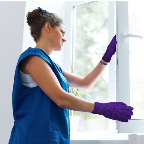 Geyoga 12 Pairs Microfiber Dusting Gloves Household Dust Cleaning Glove Washable Plant Dusting Glove Mittens Gloves - size: Large