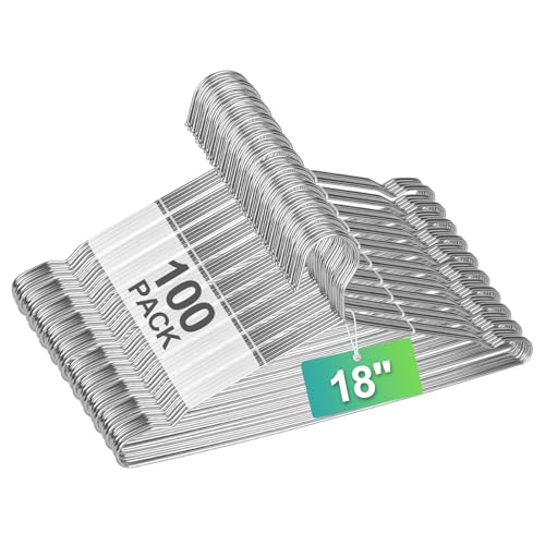 18" Stainless Steel Metal Hangers, 100 Pack Heavy Duty for Clothes - color: Silver-18inch, size: 100 PACK